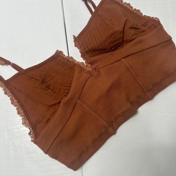 Free People Intimately Bralet Top Size XS Rust Brown Strappy Cami Cropped Bodice - Picture 4 of 9